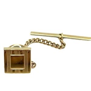 Vintage Gold Tone Square Tie Tack